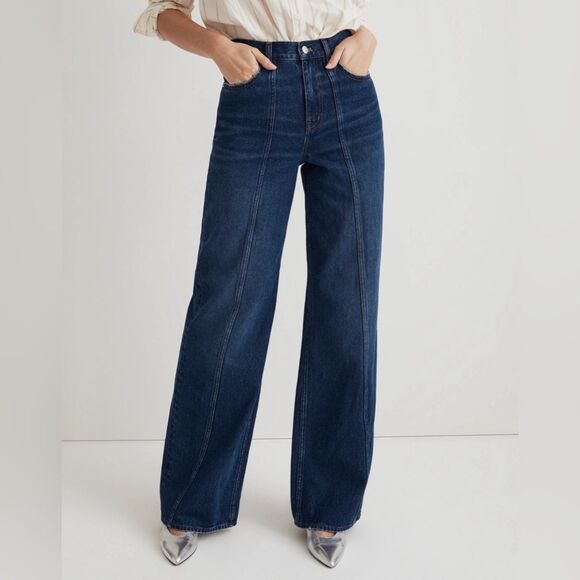 NWT Madewell Superwide-Leg Jeans in Carrington Wash: Twisted-Seam Edition - Picture 3 of 11